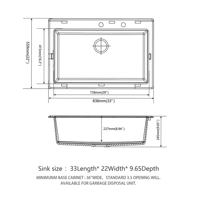 Quartz Kitchen Sink, Granite Composite, Drop In Sink With Durable Design by HouseOfZazla