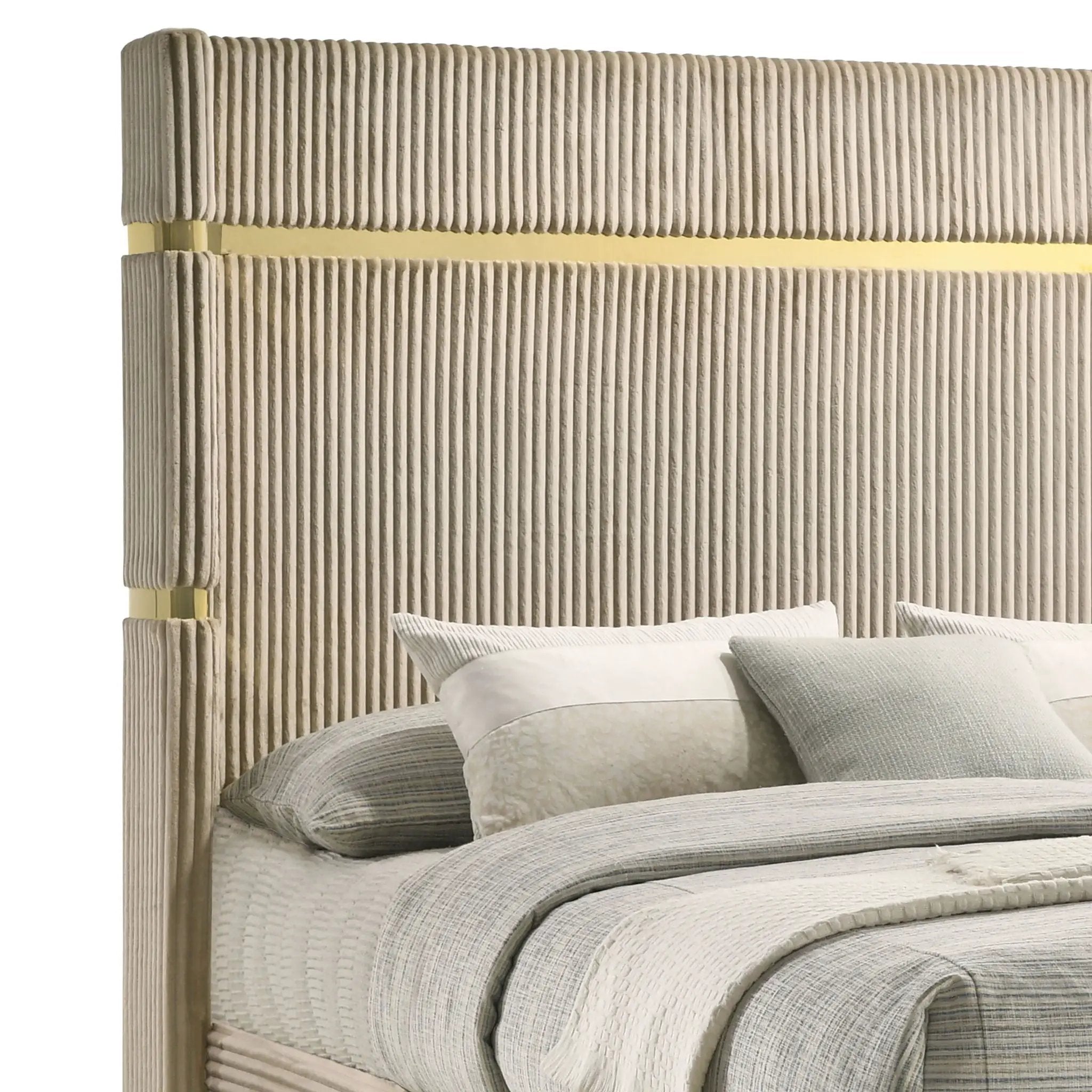 Lucia 61-inch Upholstered Queen Wingback Bed Beige by Unique Piece Furniture