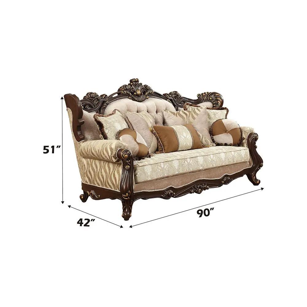 Shalisa - Sofa With 7 Pillows (Same Lv01585) - Fabric & Walnut by Unique Piece Furniture