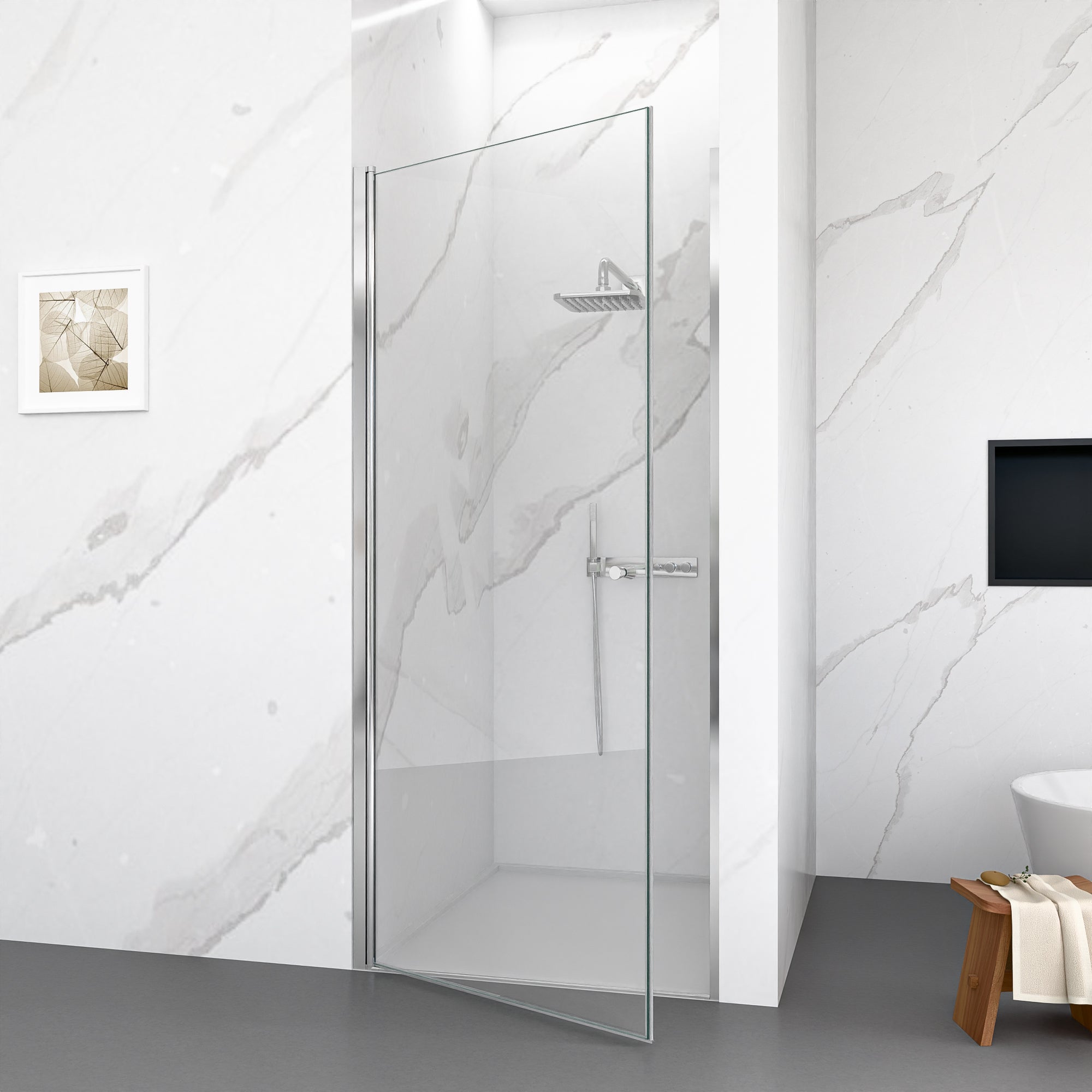 32"W x 72"H Frameless Circular Pivot Shower Door by HouseOfZazla