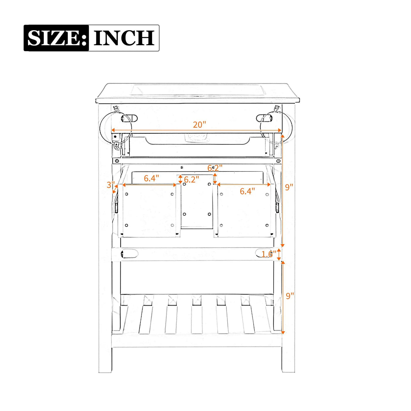 Modern Bathroom Vanity With Integrated Sink, Cabinet With 1 Deep Drawer And 1 Tip-Out Drawer by HouseOfZazla