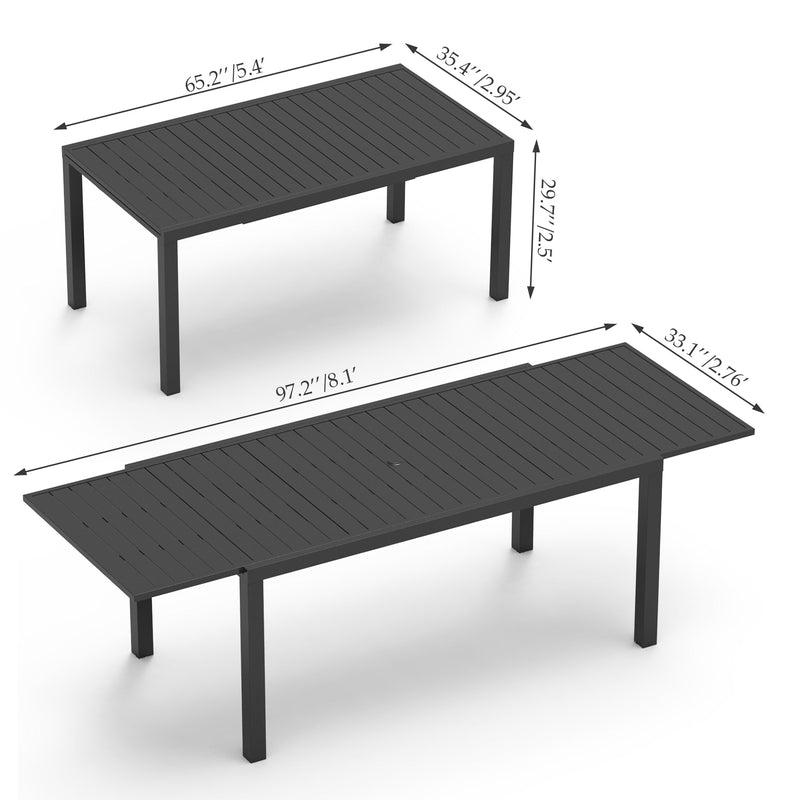 97.2"L Extendable Aluminum Outdoor Dining Table by HouseOfZazla