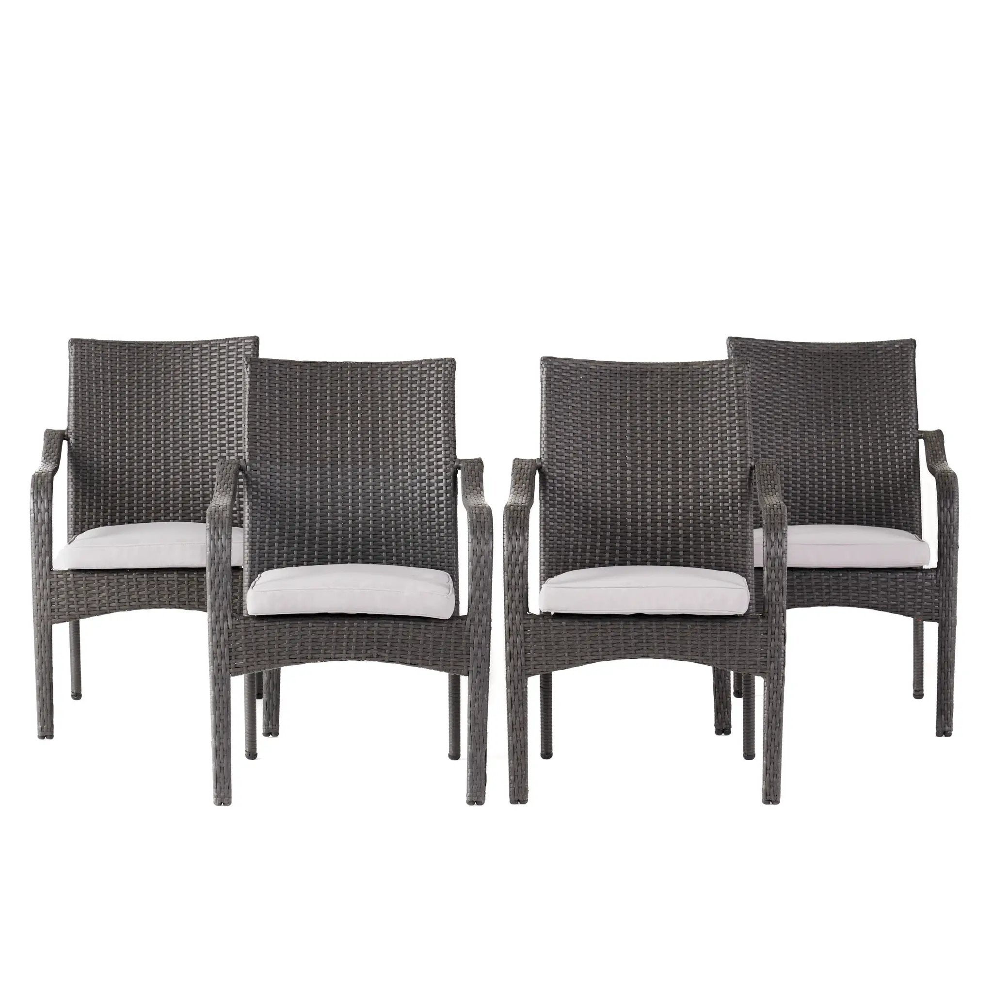6 Pcs Outdoor Acacia Wood Dining Set with PE Rattan Stacking Chair by HouseOfZazla