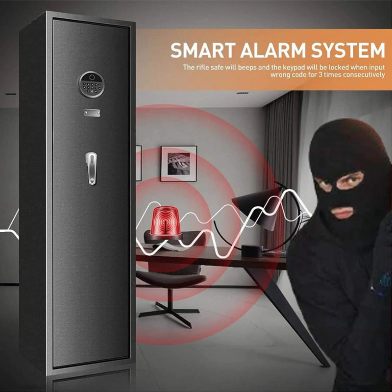 Heavy-Duty 57-Inch Anti-Theft Fireproof Biometric Gun Rifle Pistol Safe For Home, 11-12 Guns (SAK53816) by SAKSBY WHOLESALE