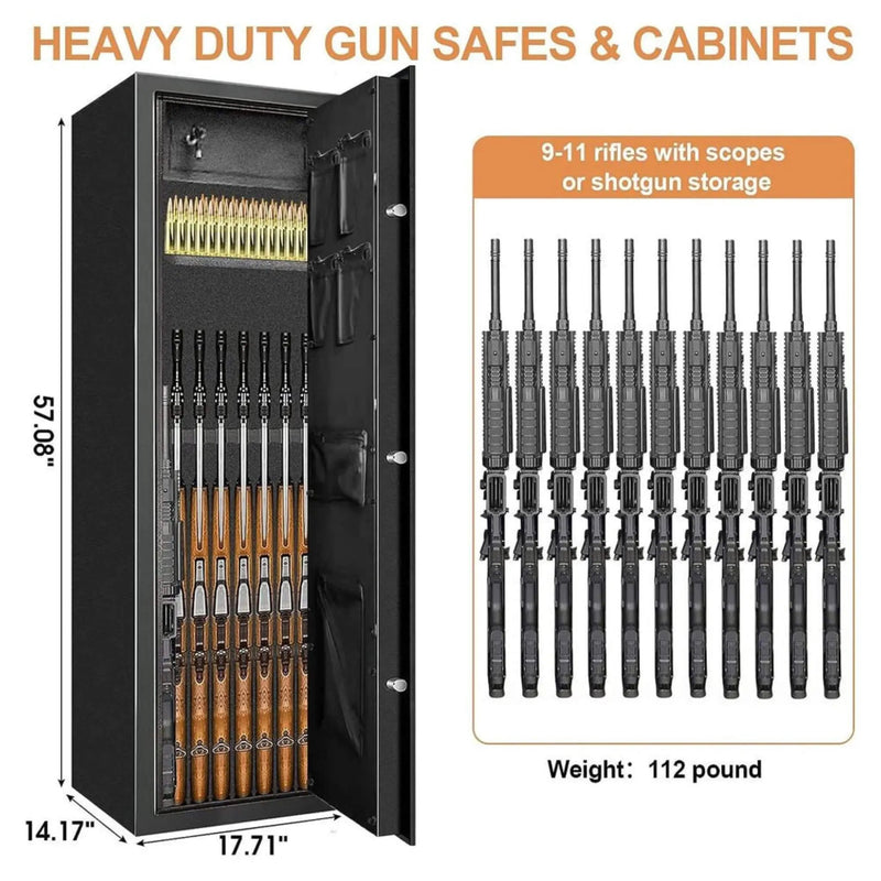 Heavy-Duty 57-Inch Anti-Theft Fireproof Biometric Gun Rifle Pistol Safe For Home, 11-12 Guns (SAK53816) by SAKSBY WHOLESALE