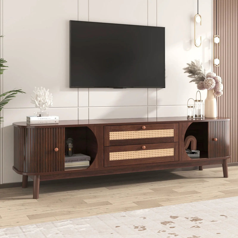 TV Stand for TVs Up to 75" with Drawers and Sliding Doors by HouseOfZazla