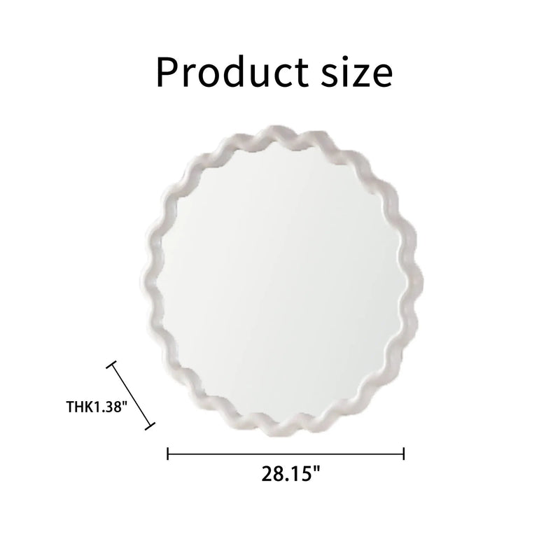 White Scalloped Round Wall Mirror by HouseOfZazla
