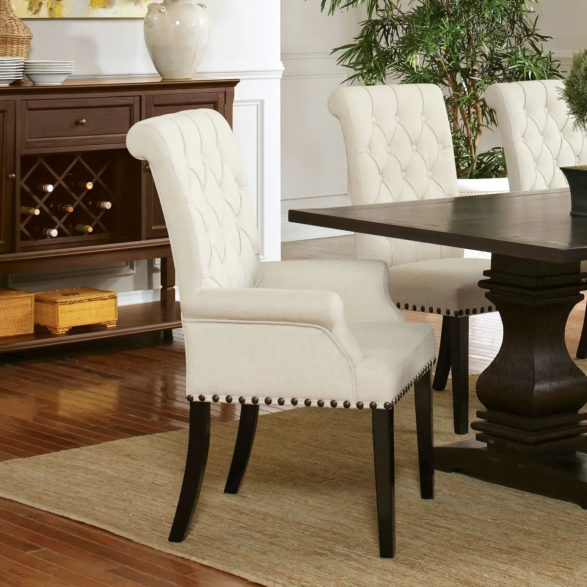 Vaughn - Upholstered Dining Chair With Tapered Legs And Nailhead Trim - Beige by HouseOfZazla