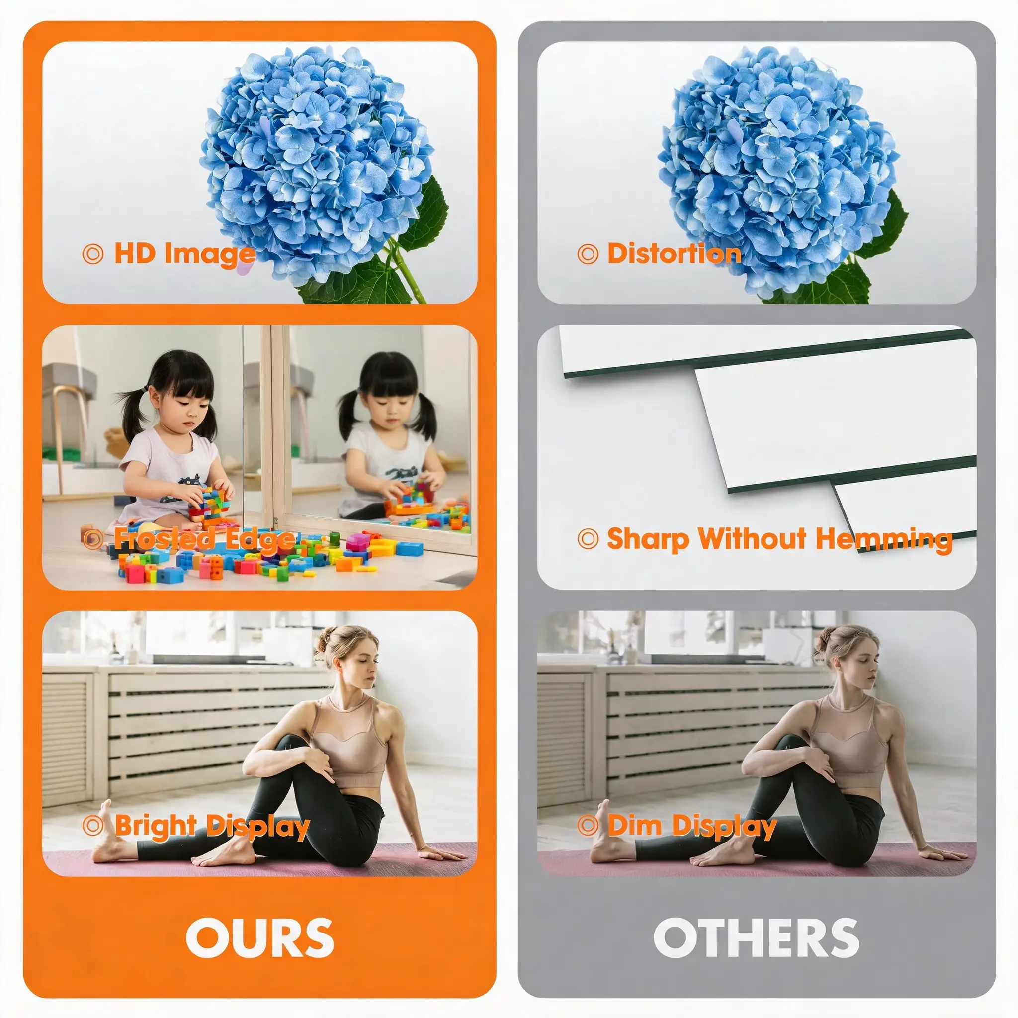 Home Gym Mirror Set - 71"x32" Full Body Mirror (2 PCS) by HouseOfZazla