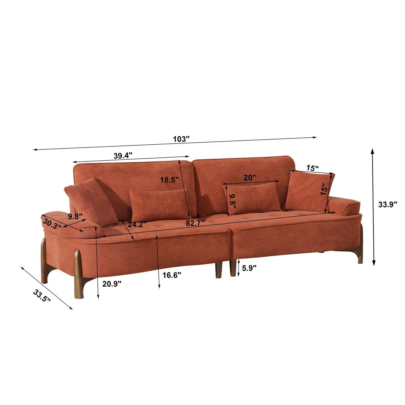 Comfortable Deep Seated Sofa With Pillows by Unique Piece Furniture