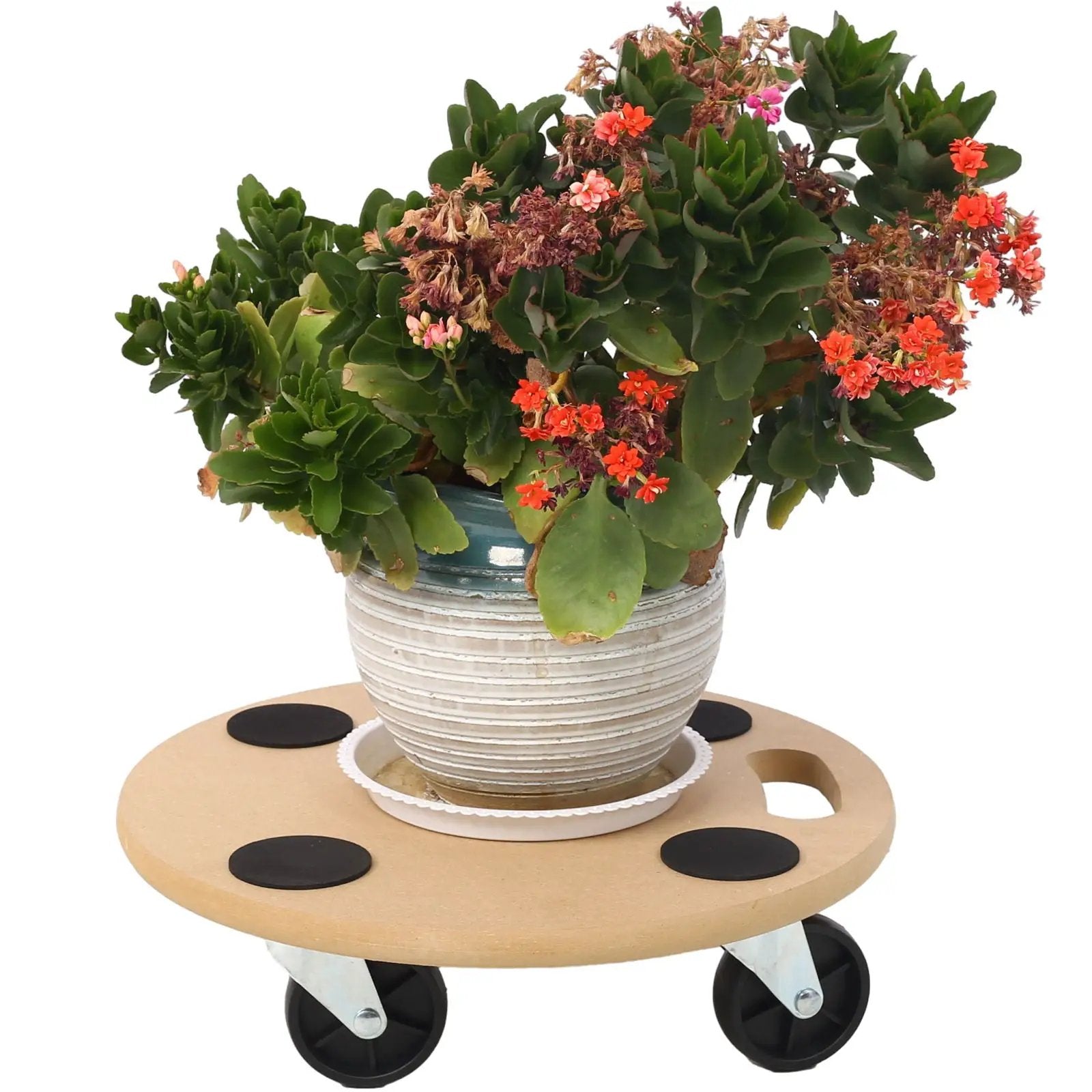 Furniture Moving Dolly, Heavy Duty Wood Rolling Mover With Wheels For Piano Couch Fridge Heavy Items, Securely Holds 500 Lbs (2 Piece Round Platform) - Natural by HouseOfZazla