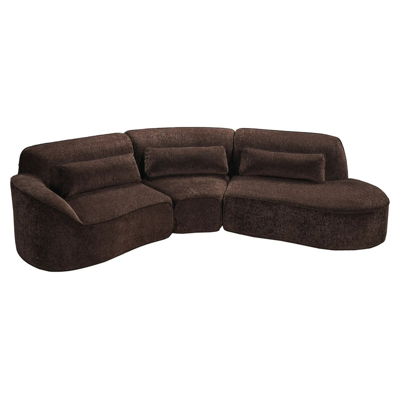 123" Modern Curved Sectional Sofa with Chaise Lounge - 3-Piece Set by HouseOfZazla