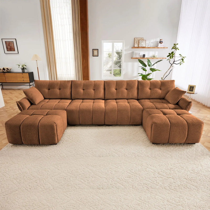 Sofa Set With Ottoman And Pillows, Textured, High Resilience Cushions by Unique Piece Furniture