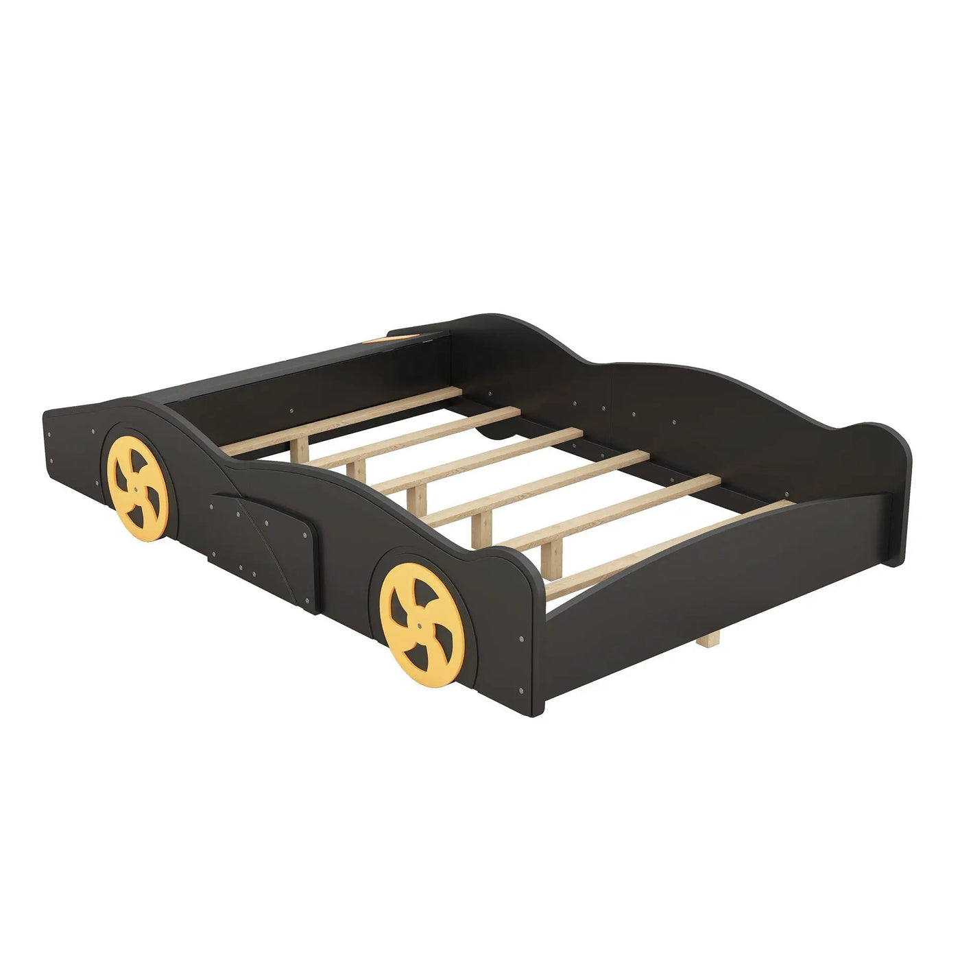 Race Car Shaped Platform Bed With Wheels And Storage by HouseOfZazla