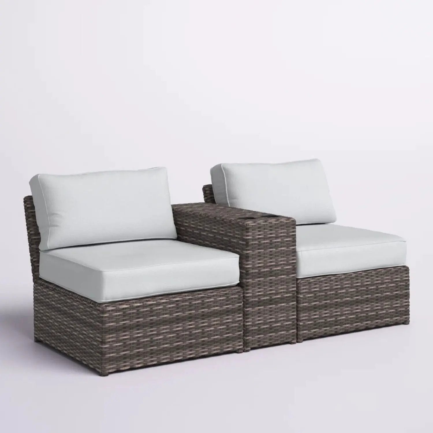 2 Person Wicker Conversation Set With Cushions, Weather Resistant by HouseOfZazla
