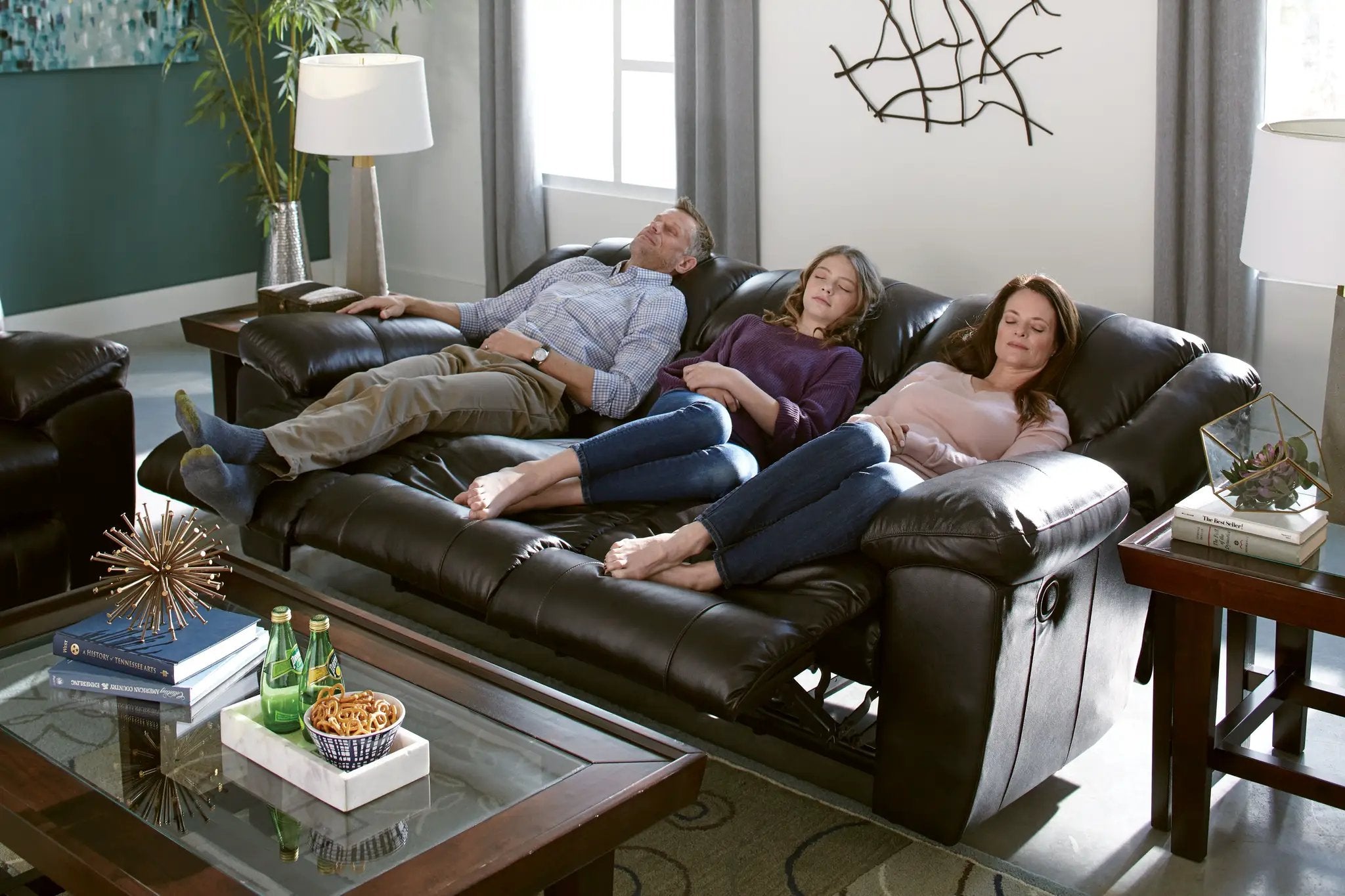 Transformer II - Ultimate Sofa With 3 Recliners & Drop Down Table by Unique Piece Furniture