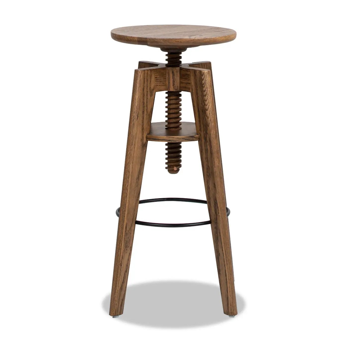 Spencer - Minimalist Oak Adjustable Bar Counter Stool - Walnut Brown Oak by Unique Piece Furniture