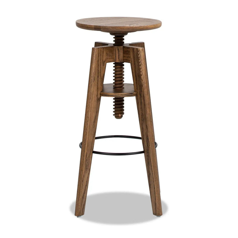 Spencer - Minimalist Oak Adjustable Bar Counter Stool - Walnut Brown Oak by Unique Piece Furniture