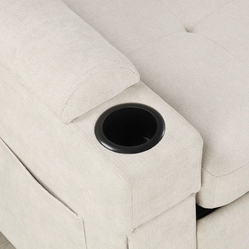 Convertible L Shaped Sofa Couch With Storage, Cup Holders, USB Ports