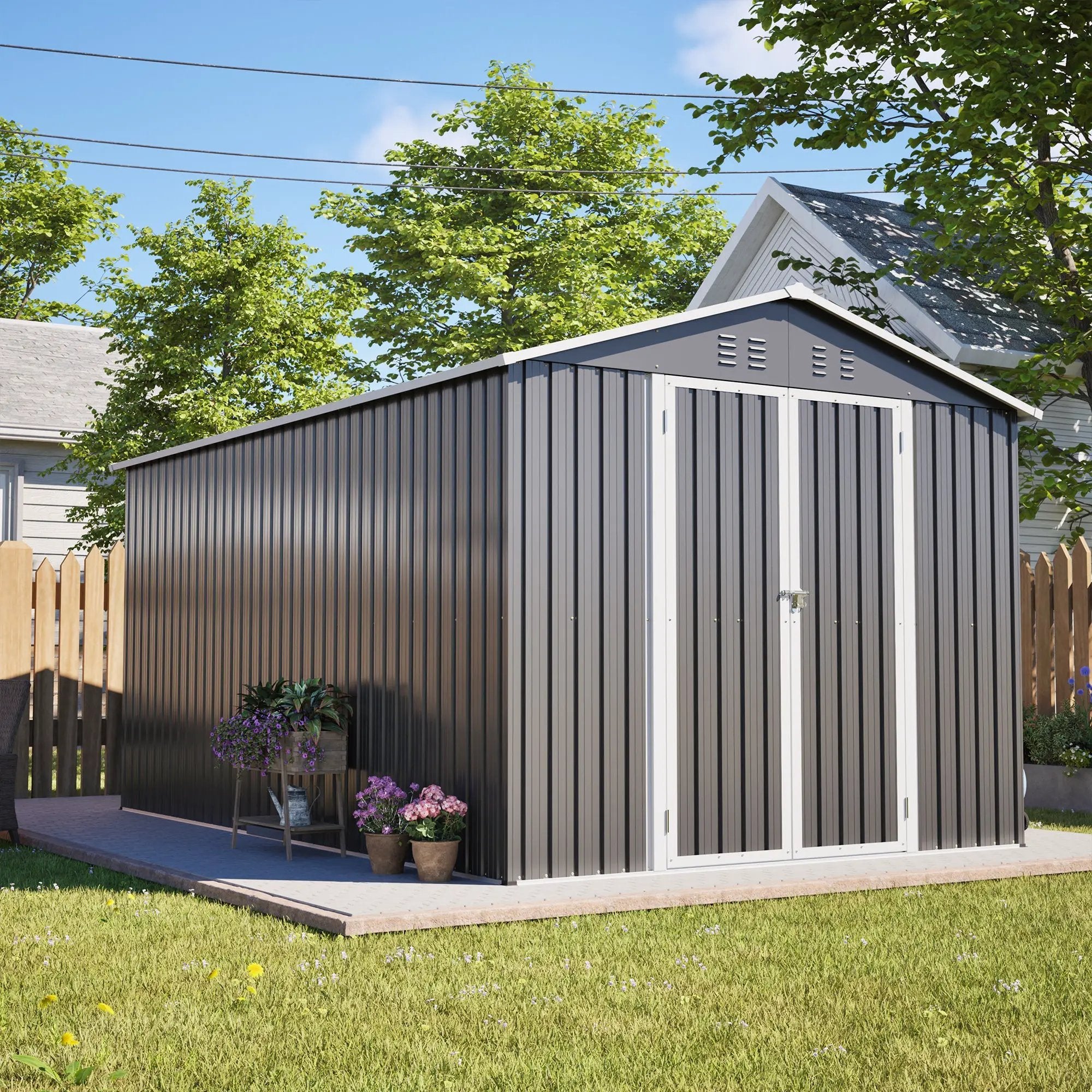 Lockable Secure Metal Shed 8x12 FT by HouseOfZazla
