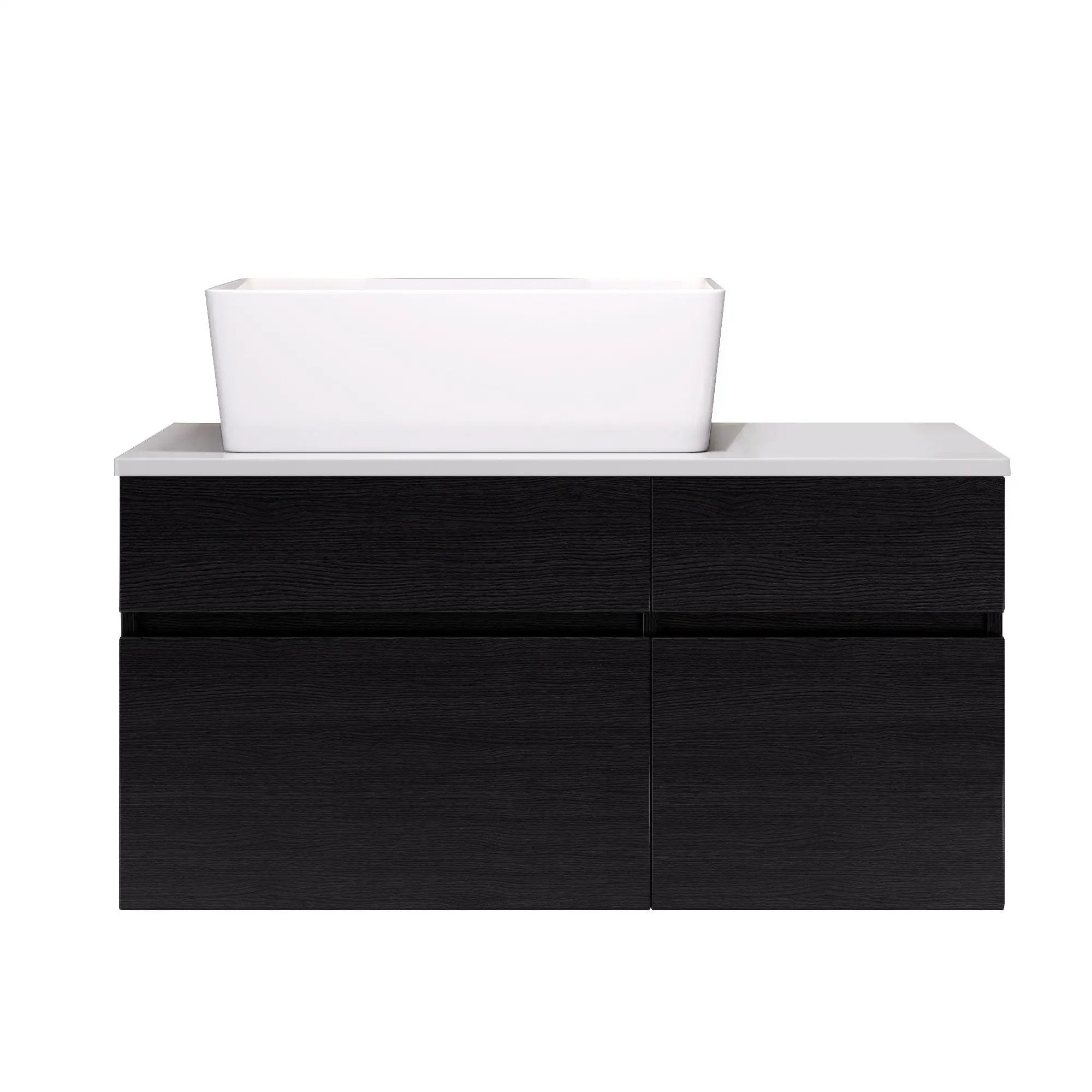 Floating Bathroom Vanity With Sink For Small Bathroom - White / Black by HouseOfZazla