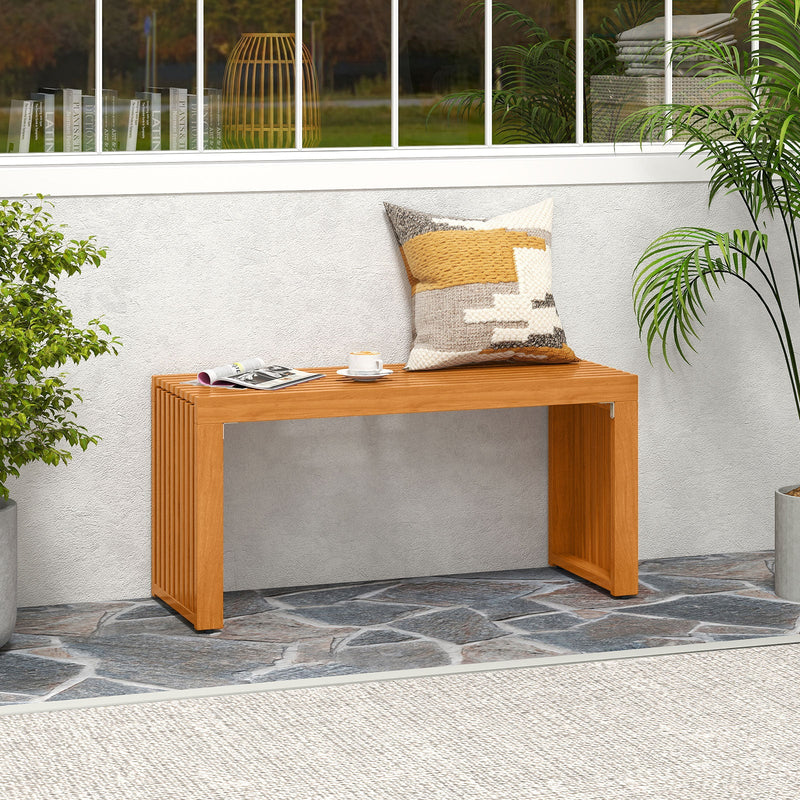 36 Inch Patio Bench All-Slat Acacia Wood Loveseat by DirectDeals