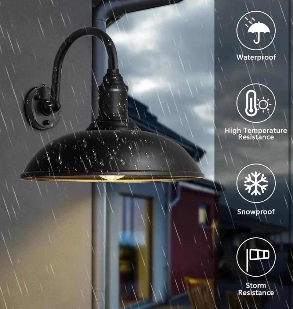 DENGNBJ Large 18" Outdoor Barn Gooseneck Light Dusk to Dawn, Classic Farmhouse Barn Wall Sconce, Gooseneck Lighting for Porch, Garage by Selzalot