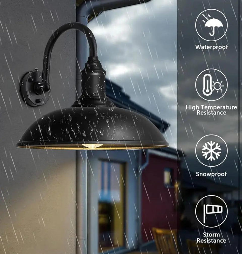 DENGNBJ Large 18" Outdoor Barn Gooseneck Light Dusk to Dawn, Classic Farmhouse Barn Wall Sconce, Gooseneck Lighting for Porch, Garage by Selzalot