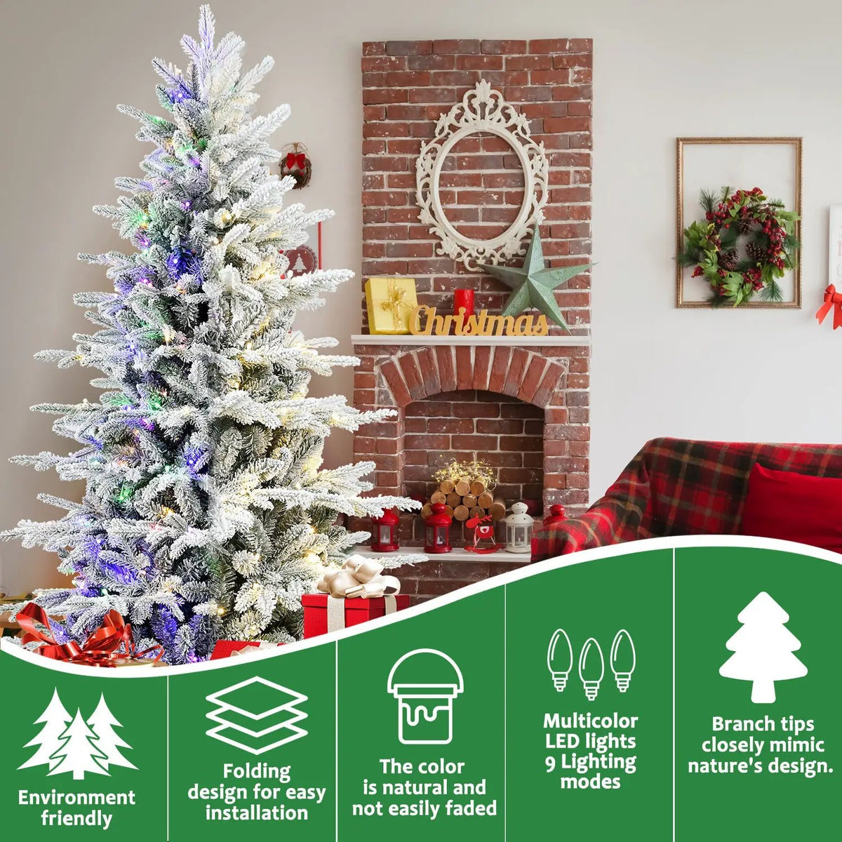 Premium 8FT Flocked Artificial Christmas Tree by HouseOfZazla