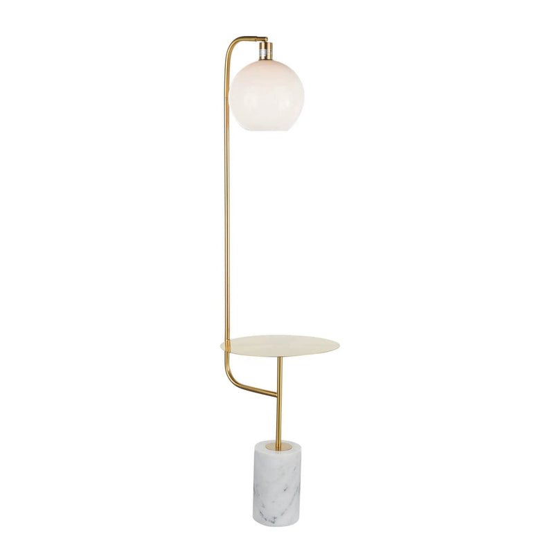 Symbol - Contemporary / Glam Floor Lamp Side Table - White Marble by HouseOfZazla