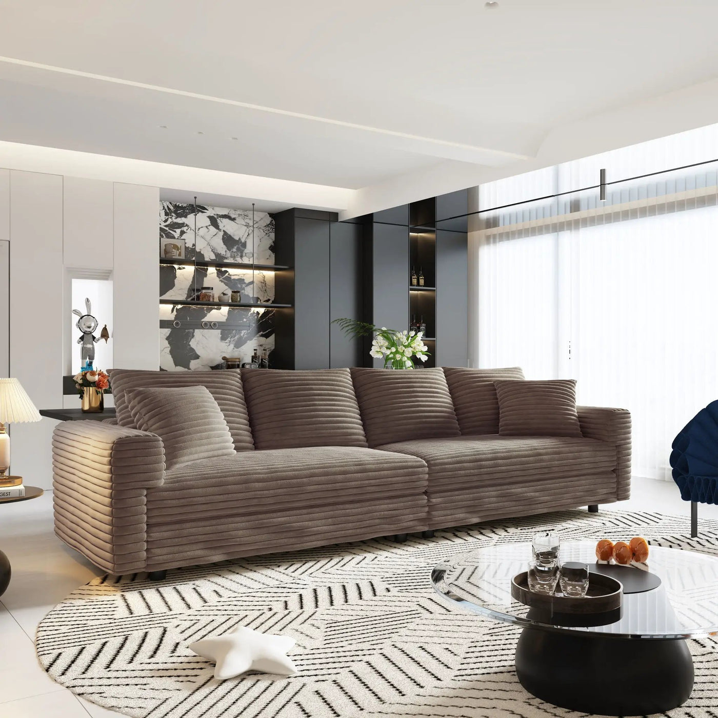 4 Seat Modern Comfy Upholstered Sofa Cloud Couch by HouseOfZazla
