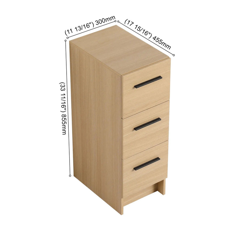 Slim Freestanding Bathroom Storage Cabinet, 3 Drawers - Light Oak by HouseOfZazla
