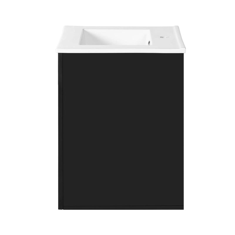Modern Wall Mounted Bathroom Cabinet With Side Shelf And Ceramic Sink by Unique Piece Furniture