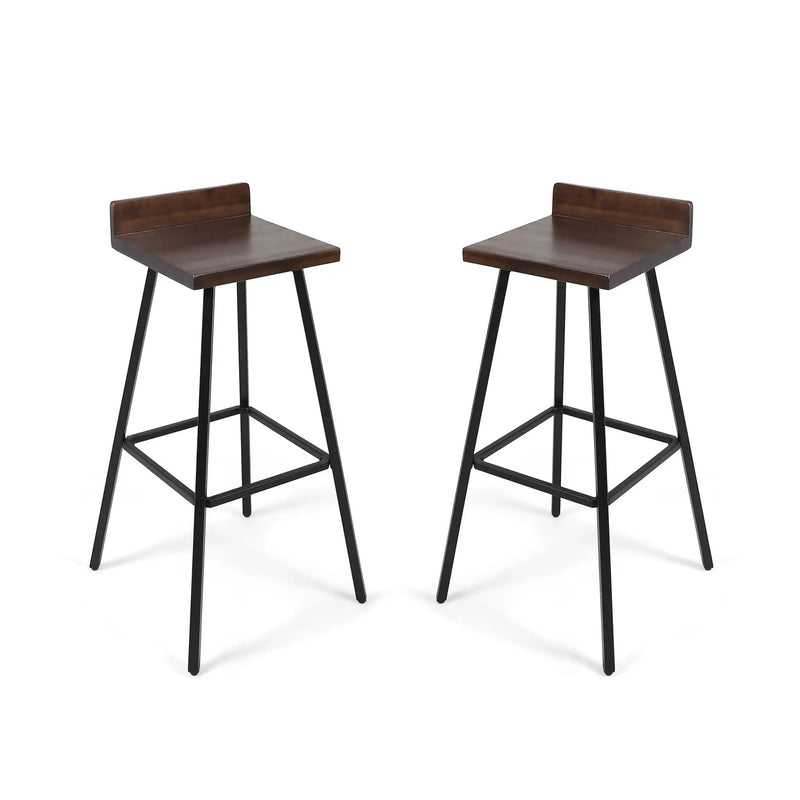 Outdoor Bar Stool With Low Backrests And Wood Seats (Set of 2) by HouseOfZazla