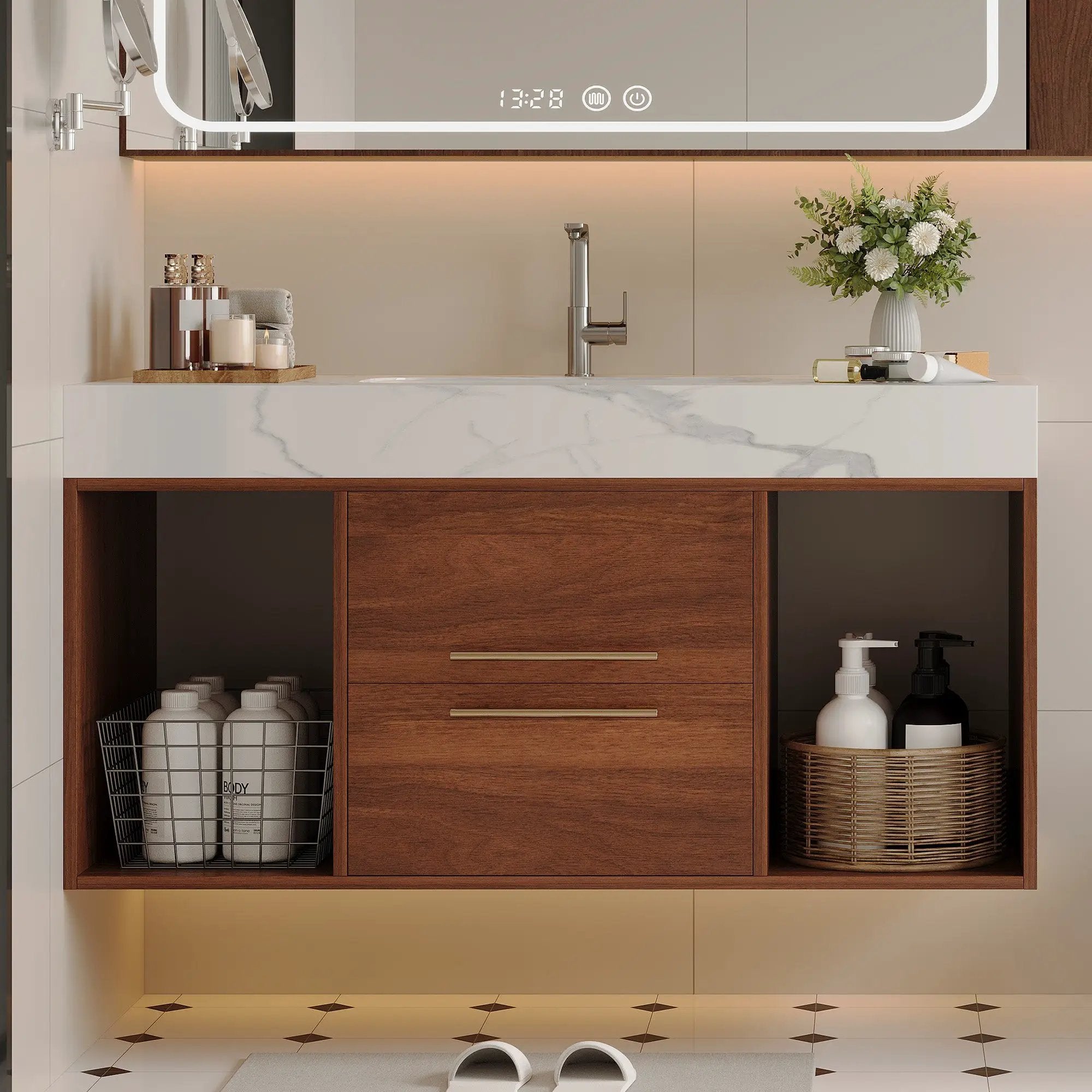 39.4" Floating Bathroom Vanity with Ceramic Sink by HouseOfZazla