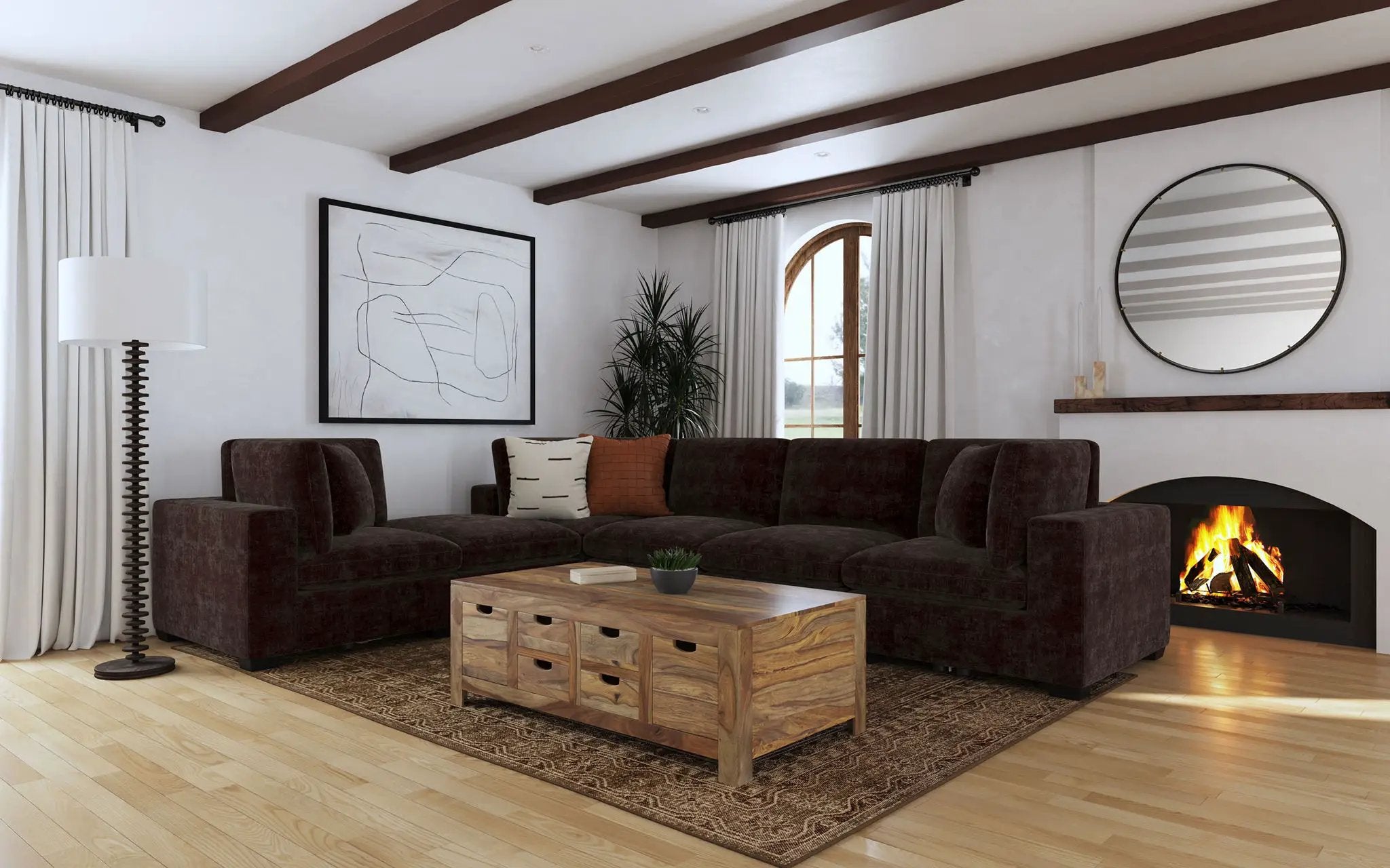 Lakeview Upholstered Armless Chair Dark Chocolate by Unique Piece Furniture