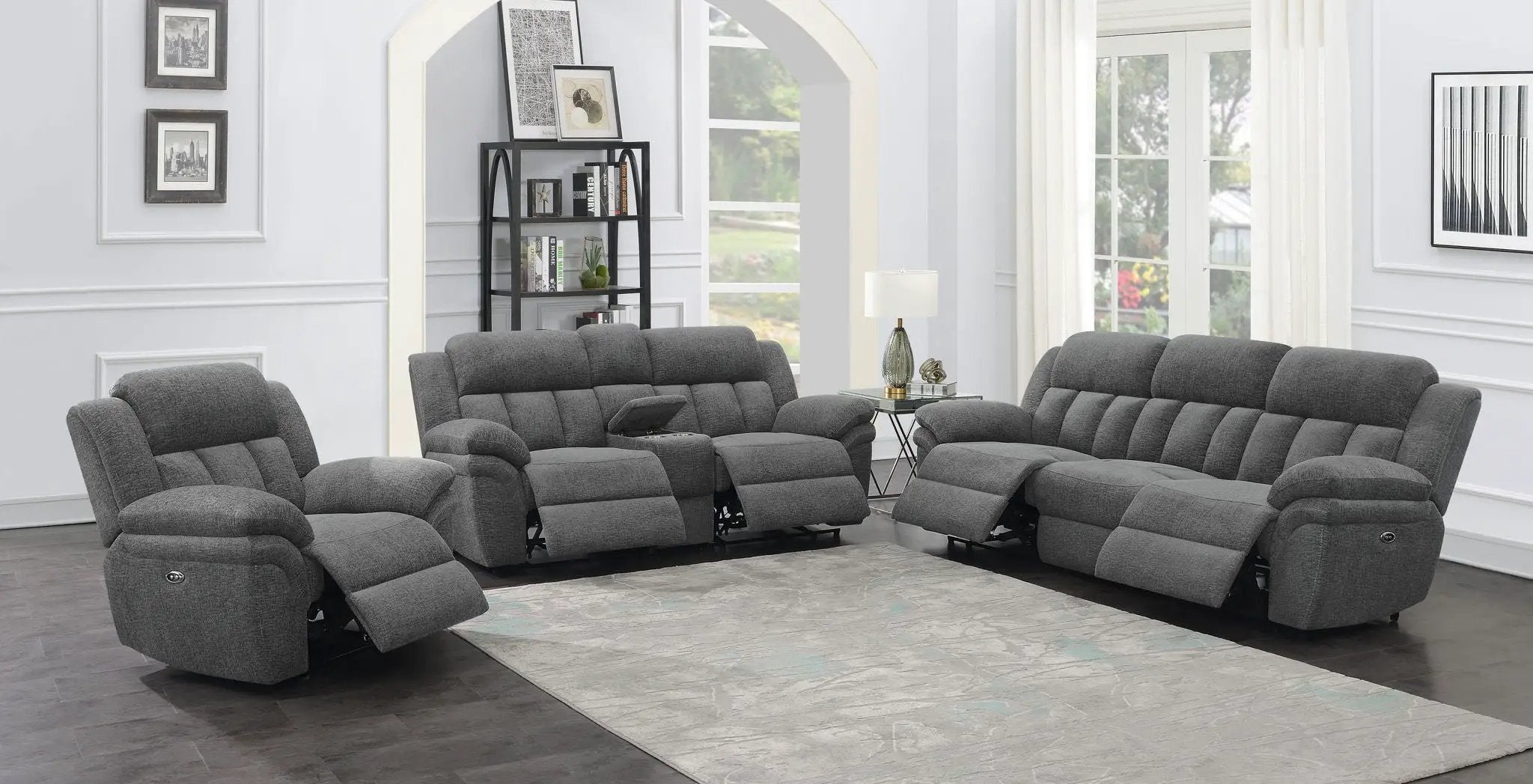 Bahrain Upholstered Power Loveseat Charcoal by Unique Piece Furniture