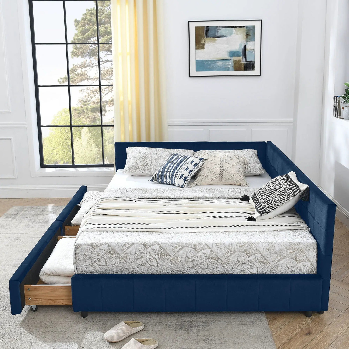 Upholstered Bed Frame With Tufted Backrest And Armrests by HouseOfZazla
