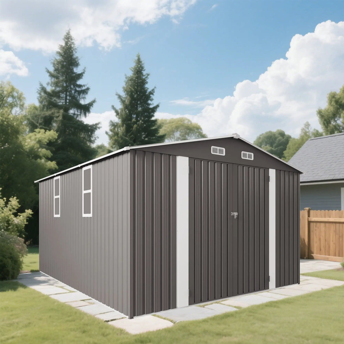 Large Outdoor Storage Shed With Lockable Door, Air Vent by HouseOfZazla
