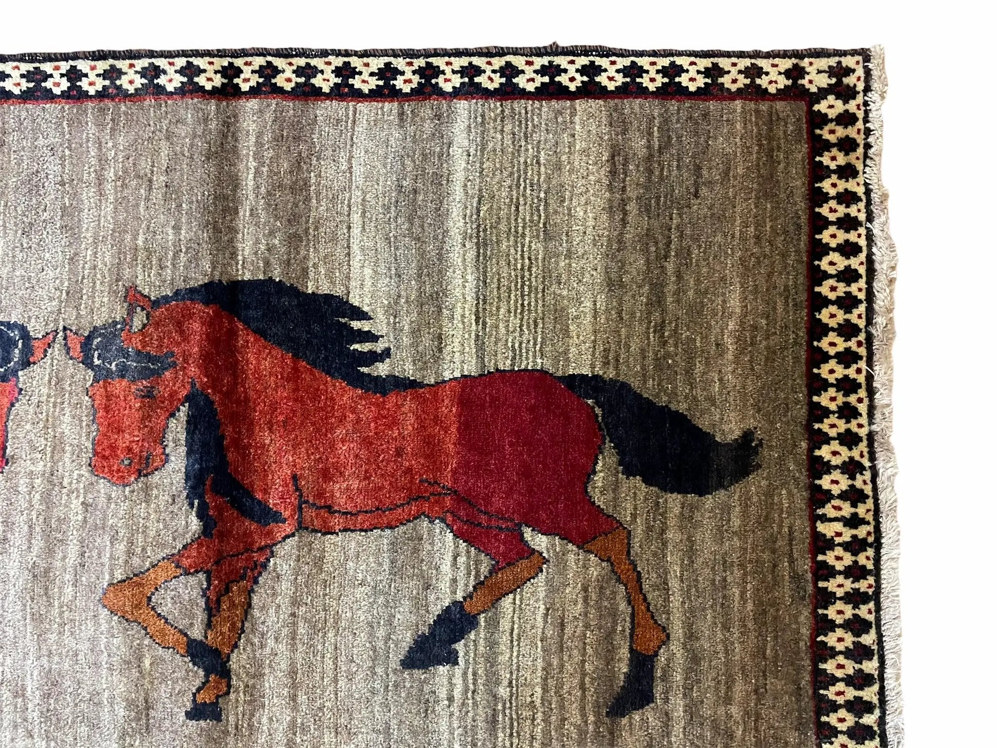 4 X 7 Handmade Hand-Knotted Quality Wool Rug Pictorial Horses Veggie Dyes Tribal by Jewel Rugs