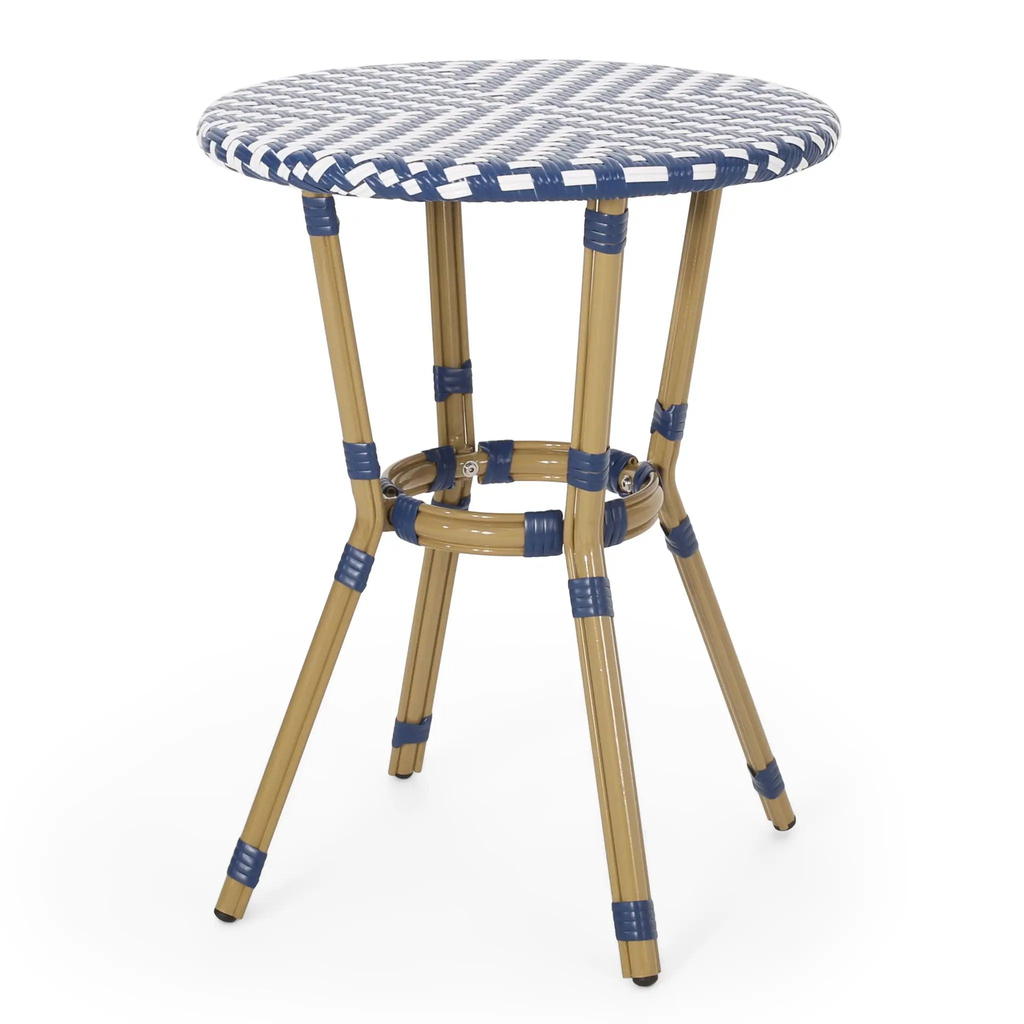 French Bistro Table Outdoor Elegance - White / Blue by HouseOfZazla