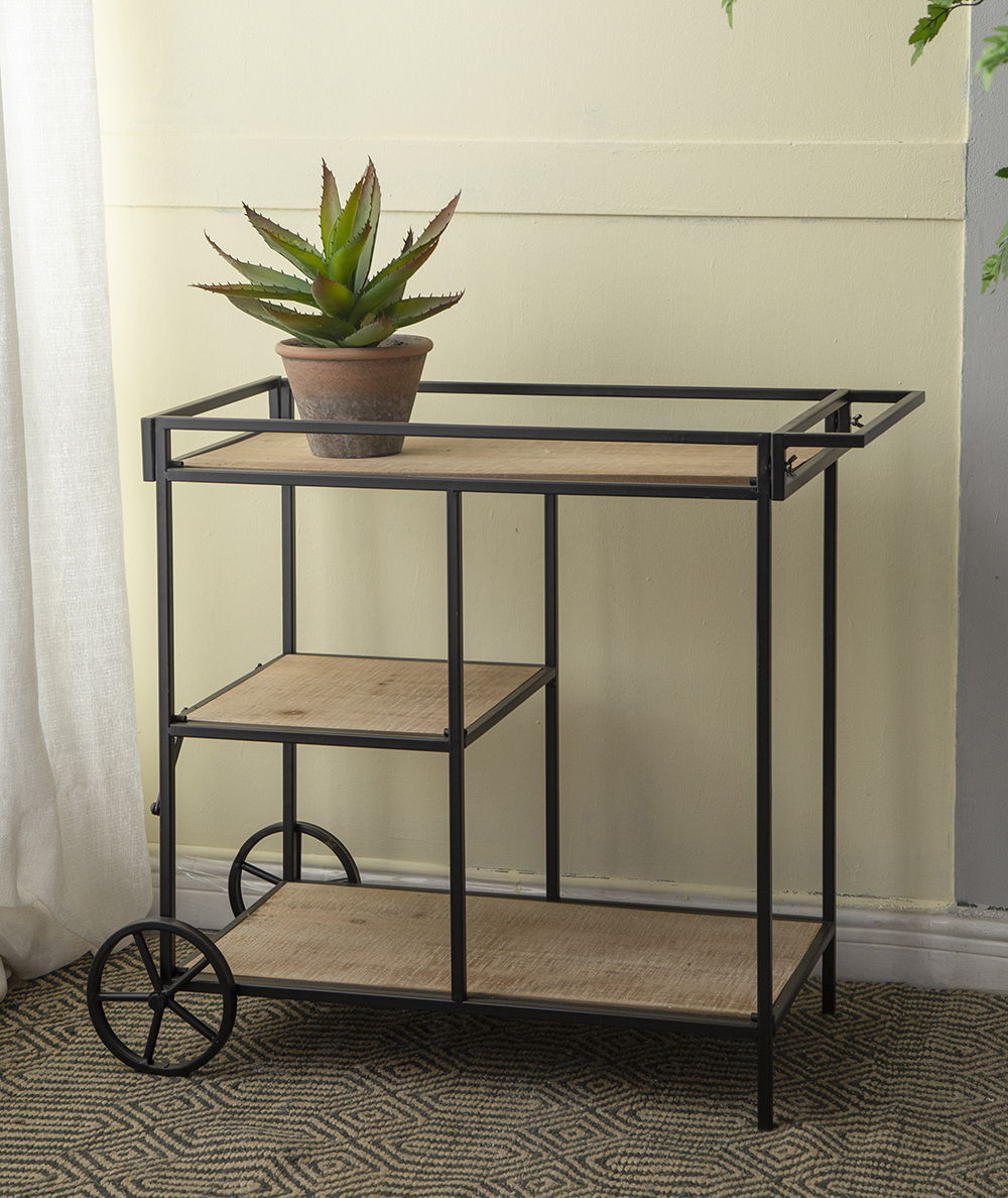 Shelf With Wheel - Black / Brown by HouseOfZazla