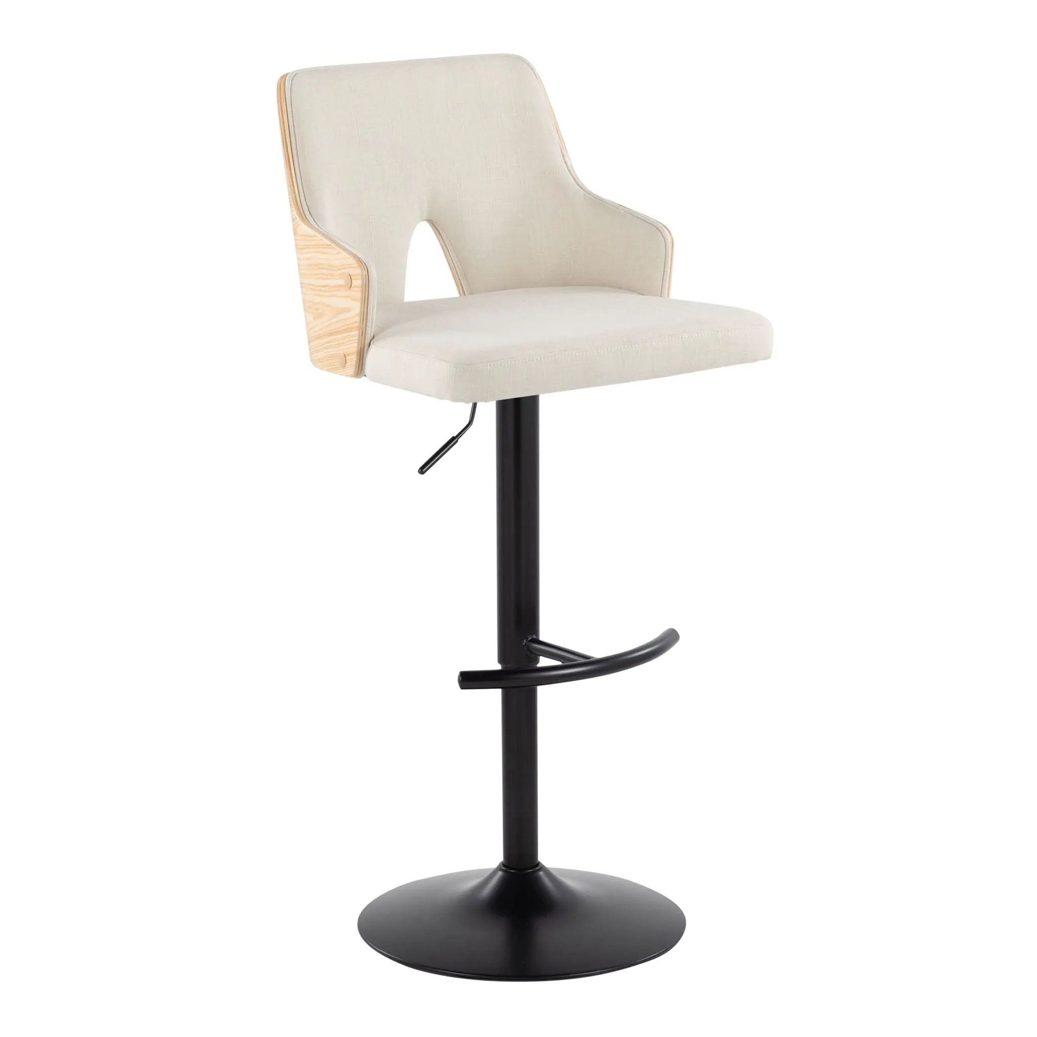 Stella - Contemporary Adjustable Barstool Stool With Swivel And Rounded T Footrest (Set of 2) by Unique Piece Furniture