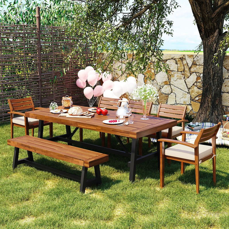 GO Outdoor Wood Dining Set For 7-8 Persons by HouseOfZazla