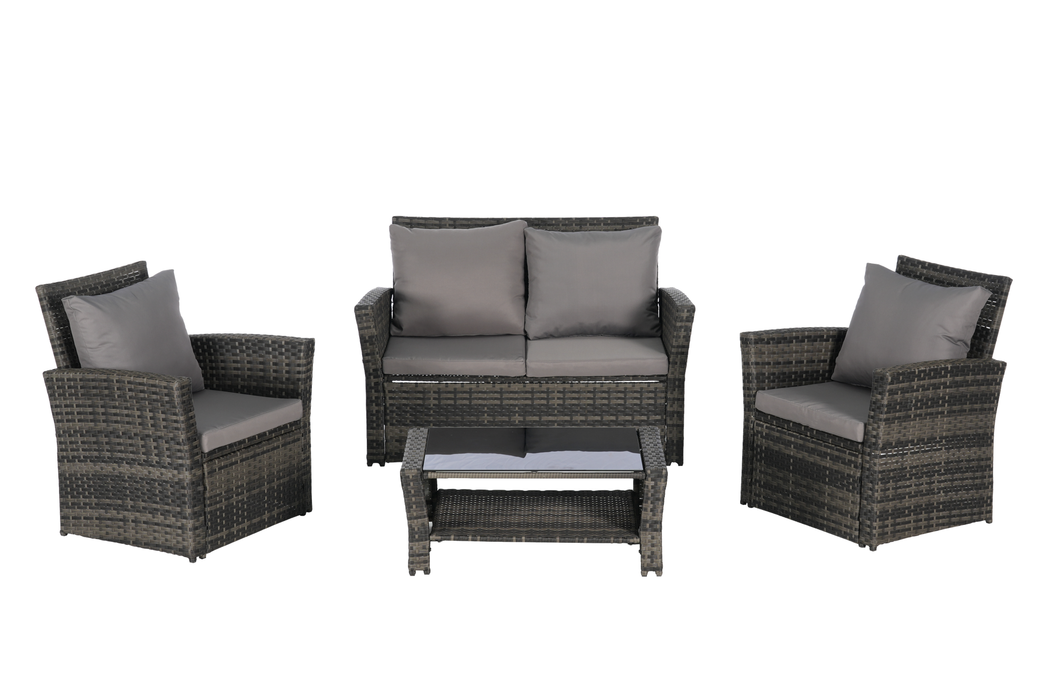 4 Pieces Outdoor Patio Furniture Sets Garden Rattan Chair Wicker Set by HouseOfZazla