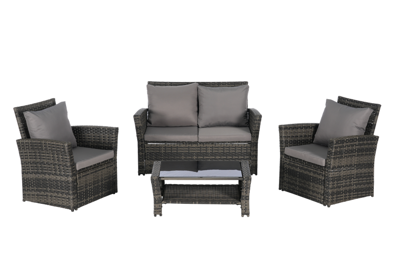 4 Pieces Outdoor Patio Furniture Sets Garden Rattan Chair Wicker Set by HouseOfZazla