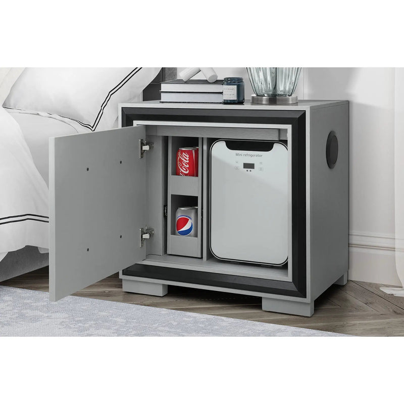 Adelaide - Nightstand With Cooler And Speaker - Gray / Black by Unique Piece Furniture