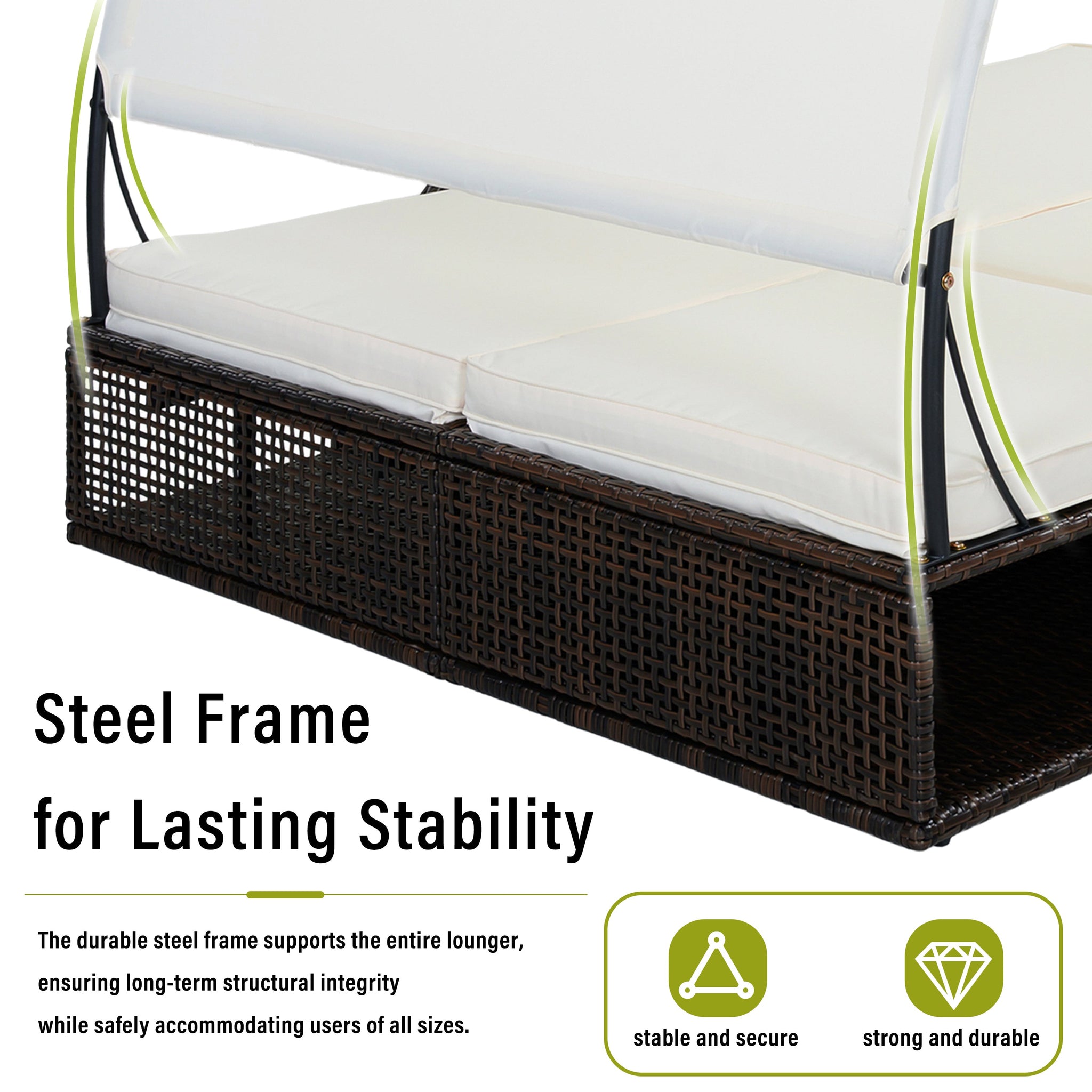 U_STYLE Outdoor Steel Frame Sun Lounger with Adjustable Backrest by HouseOfZazla