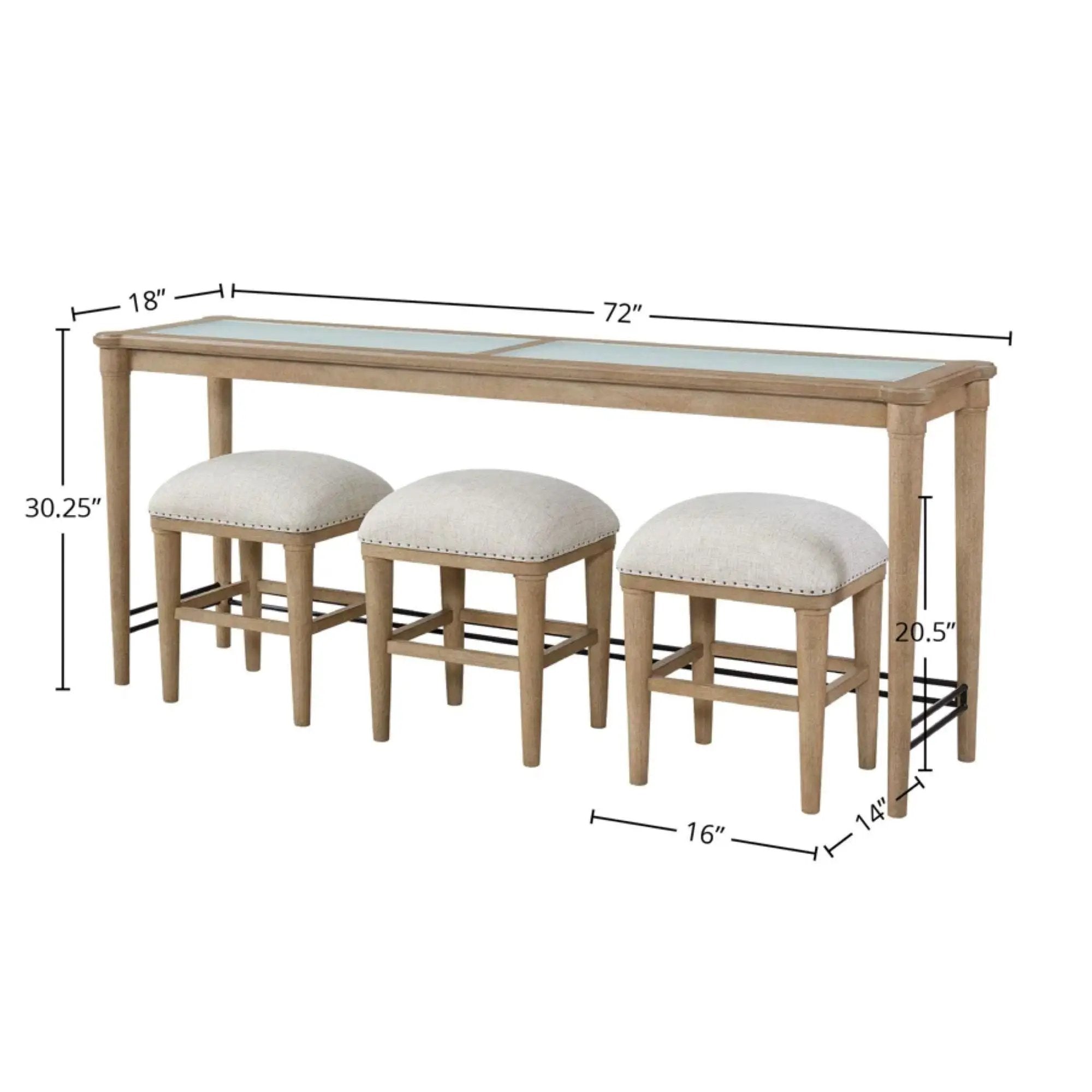 Glass Console Table With 3 Stools - Frosted by Unique Piece Furniture