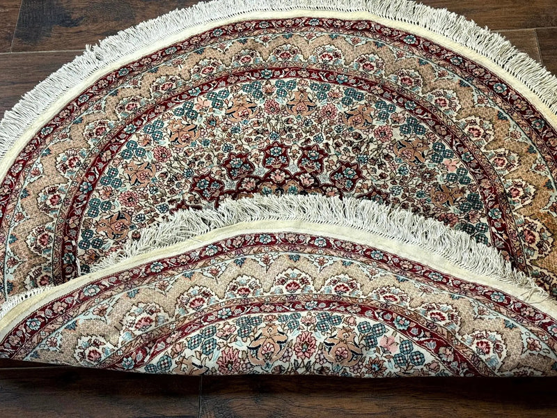 Round Silk Rug 3x3, Extremely Fine 580 KSPI, Sino Persian Round Handmade Carpet, Silk on Silk by Jewel Rugs